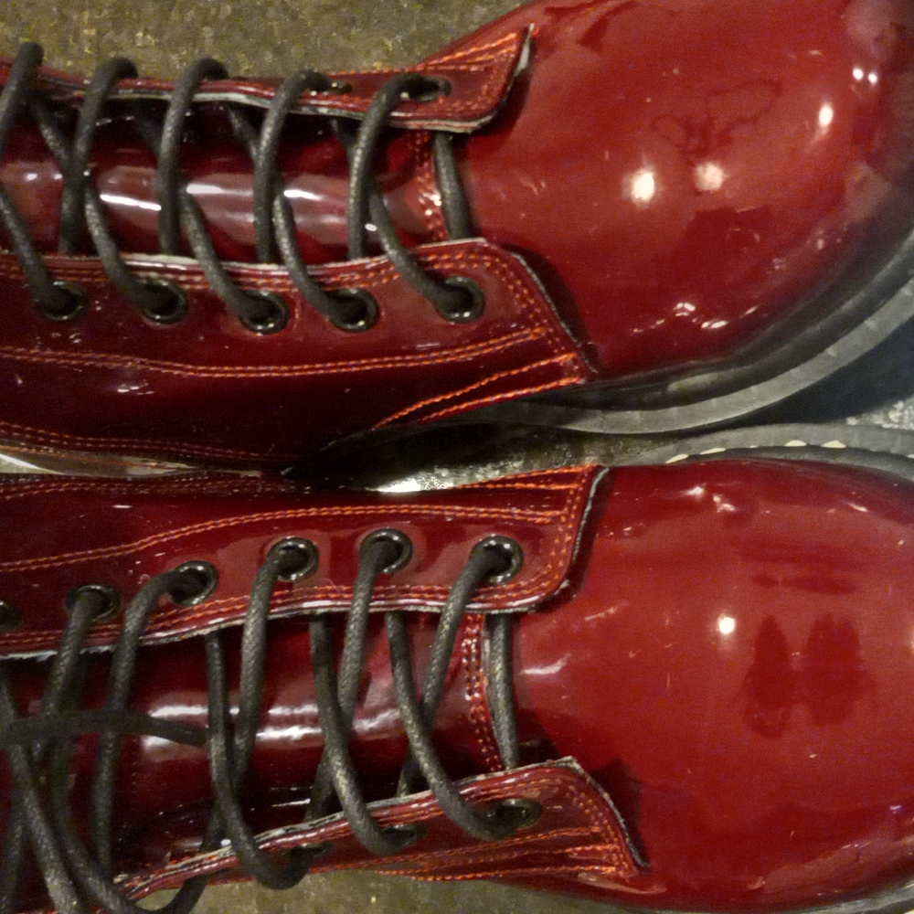 Women's Red Lace-Up Kaliey Patent Leathet Boot Size 8